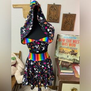Unicorns Rainbows Festival Outfit Dragon Spike Hood, Pixie Sleeves & Skirt/Short